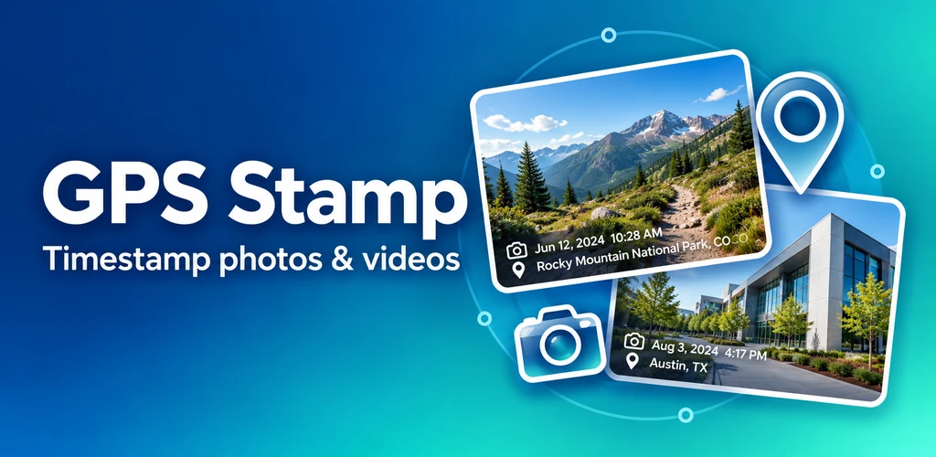 GPSStamp watermark promotional illustration