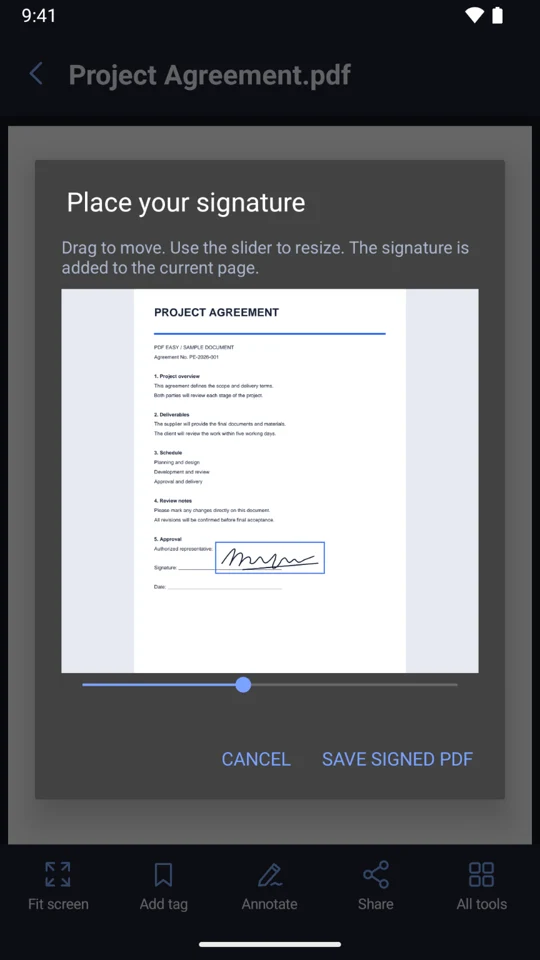 PDF Easy handwritten signature placement